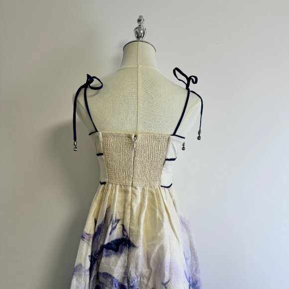 Zimmermann Wylie shirred printed linen midi dress - Picture 9 of 11